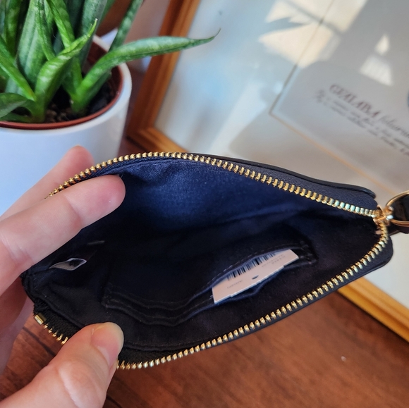 COACH Corner Zip Wristlet With Horse And Carriage Dot Print COLOR:Gold/Denim - Picture 8 of 9